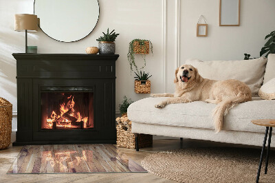 Téglalap üveg alátét kandallóhoz Geometrikus elrendezésű fa minta