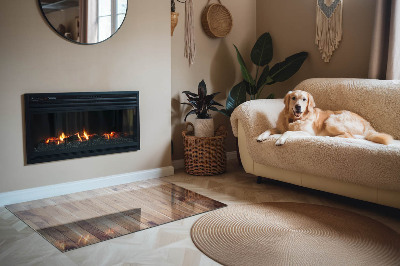 Téglalap üveg alátét kandallóhoz Geometrikus elrendezésű fa minta