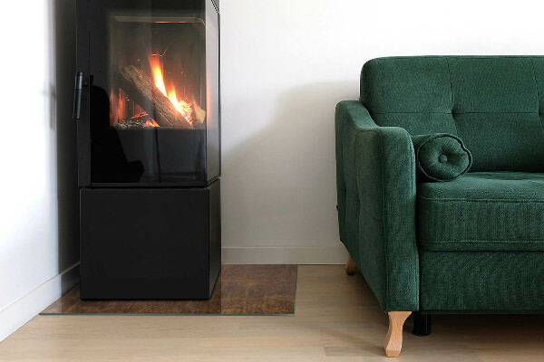 Téglalap formájú kandalló alátét Rozsdanyom fém felületen