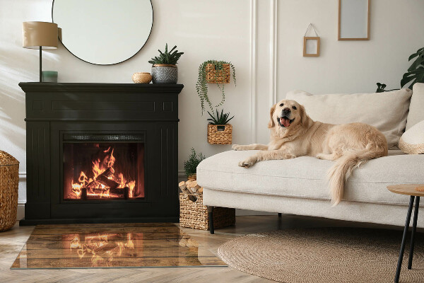 Téglalap formájú kandalló alátét Természetes faerezet