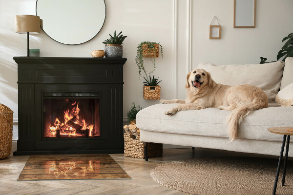 Téglalap formájú kandalló alátét Természetes faerezet