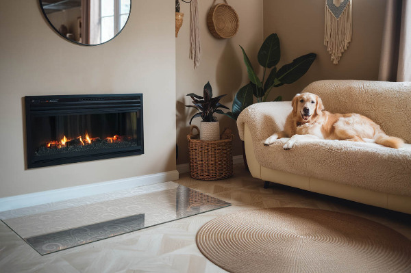 Téglalap alakú kandalló üveg alátét Stílusos növényi motívum