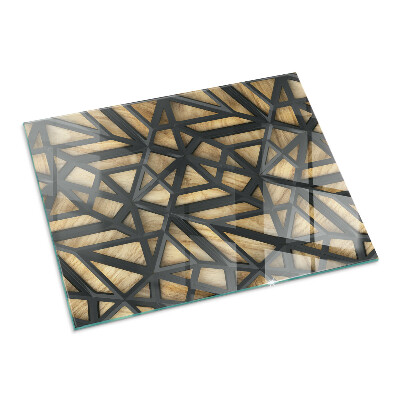 Téglalap üveg alátét kandallóhoz Modern formák fa díszítéssel