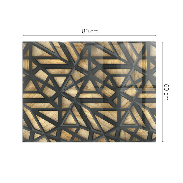 Téglalap üveg alátét kandallóhoz Modern formák fa díszítéssel