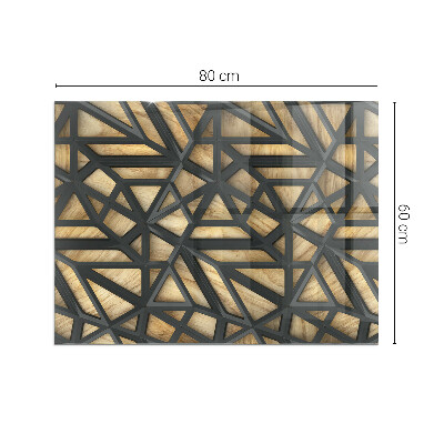 Téglalap üveg alátét kandallóhoz Modern formák fa díszítéssel