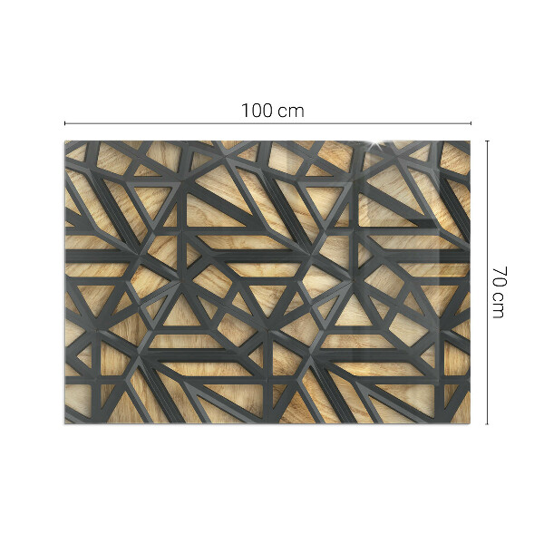 Téglalap üveg alátét kandallóhoz Modern formák fa díszítéssel