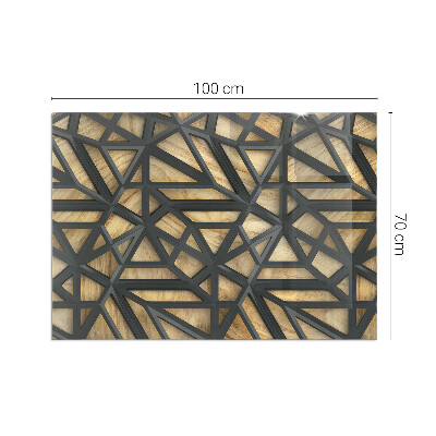 Téglalap üveg alátét kandallóhoz Modern formák fa díszítéssel