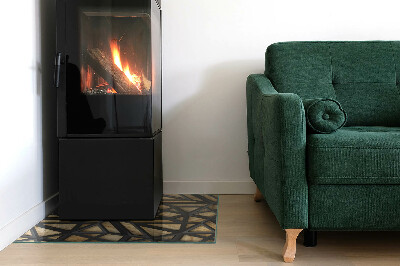 Téglalap üveg alátét kandallóhoz Modern formák fa díszítéssel