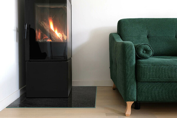 Téglalap üveg alátét kandallóhoz Kő szerkezeti minta