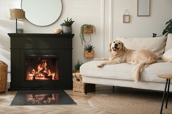 Téglalap üveg alátét kandallóhoz Kő szerkezeti minta