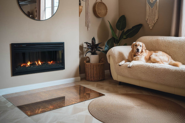 Téglalap formájú kandalló alátét Rozsdás minta a háttérben