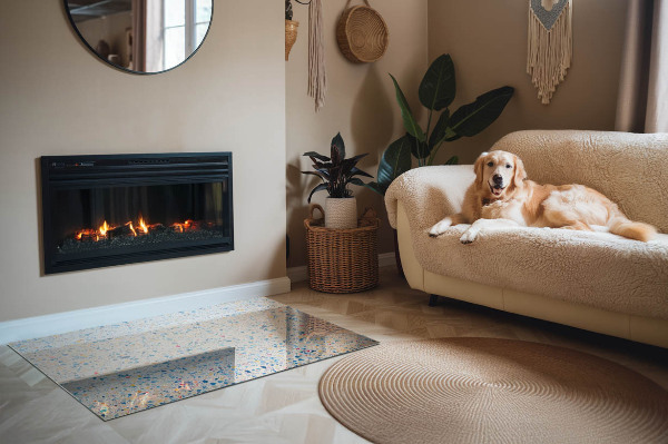 Téglalap üveg alátét kandallóhoz Absztrakt textúra motívum