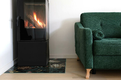 Téglalap alakú kandalló üveg alátét Virágmotívum pillangókkal