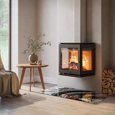 Téglalap formájú kandalló alátét Absztrakt hullámos és lineáris minták