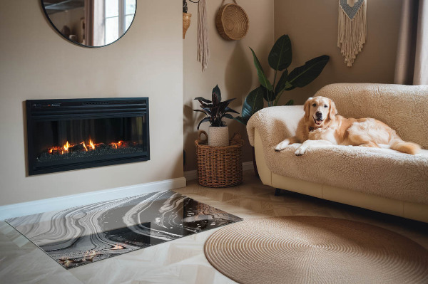 Téglalap formájú kandalló alátét Absztrakt hullámos és lineáris minták