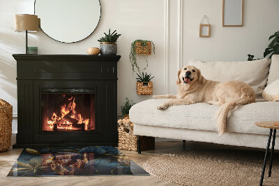 Téglalap alakú kandalló üveg alátét Stílusos levelek a szerkezetben