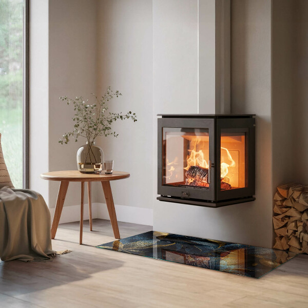 Téglalap alakú kandalló üveg alátét Stílusos levelek a szerkezetben