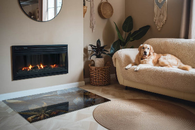 Téglalap alakú kandalló üveg alátét Stílusos levelek a szerkezetben