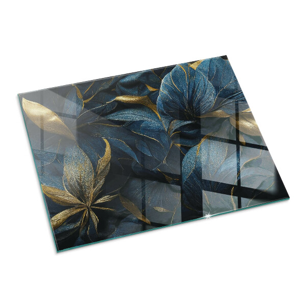 Téglalap alakú kandalló üveg alátét Stílusos levelek a szerkezetben