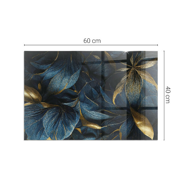 Téglalap alakú kandalló üveg alátét Stílusos levelek a szerkezetben