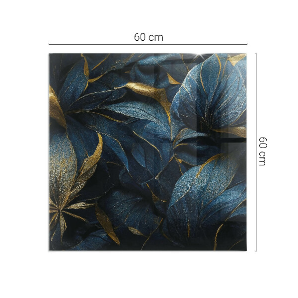 Téglalap alakú kandalló üveg alátét Stílusos levelek a szerkezetben