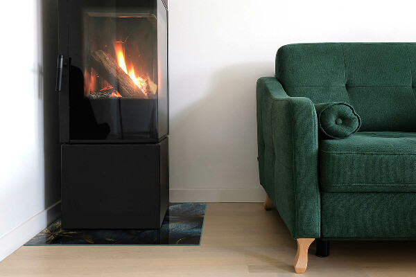 Téglalap alakú kandalló üveg alátét Stílusos levelek a szerkezetben