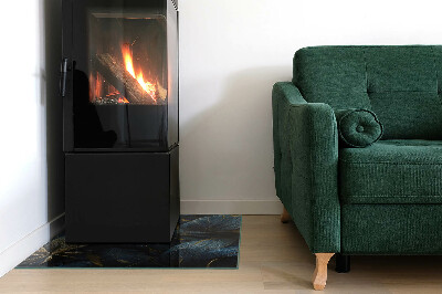 Téglalap alakú kandalló üveg alátét Stílusos levelek a szerkezetben