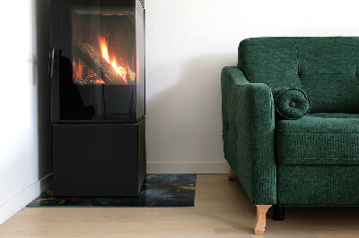 Téglalap alakú kandalló üveg alátét Stílusos levelek a szerkezetben