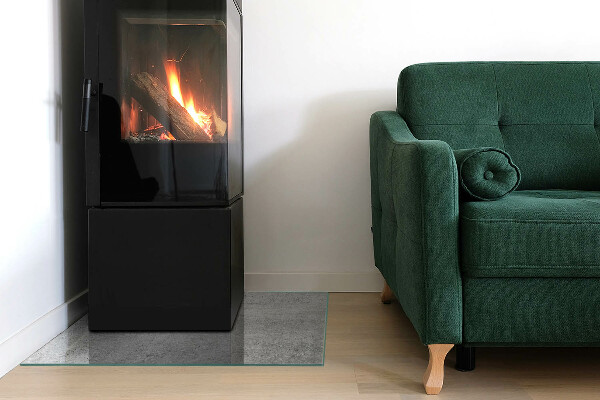 Téglalap alakú kandalló üveg alátét Nyers beton minimalista stílusban