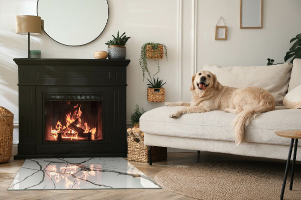 Téglalap üveg alátét kandallóhoz Márvány erek elegáns stílusban