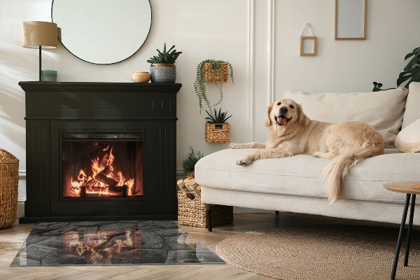 Téglalap alakú kandalló üveg alátét Kőstílus természetes változatban