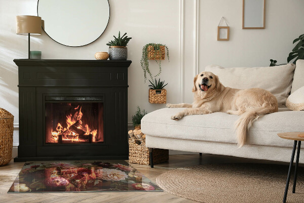 Téglalap formájú kandalló alátét Virágos részlet teljes pompájában