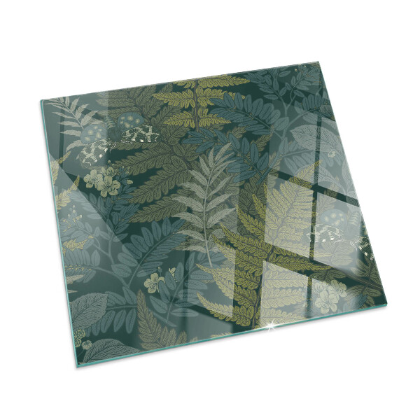 Téglalap üveg alátét kandallóhoz Növényi minták pillangókkal