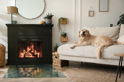 Téglalap üveg alátét kandallóhoz Növényi minták pillangókkal