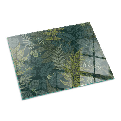 Téglalap üveg alátét kandallóhoz Növényi minták pillangókkal