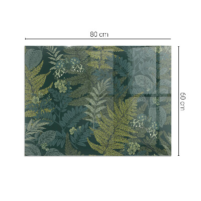 Téglalap üveg alátét kandallóhoz Növényi minták pillangókkal