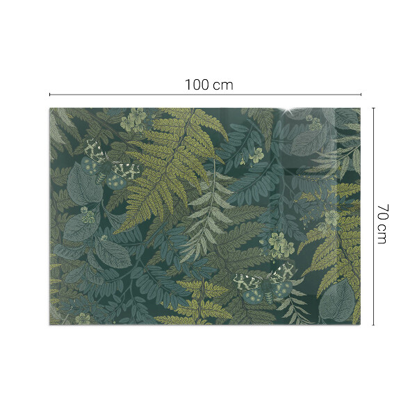 Téglalap üveg alátét kandallóhoz Növényi minták pillangókkal