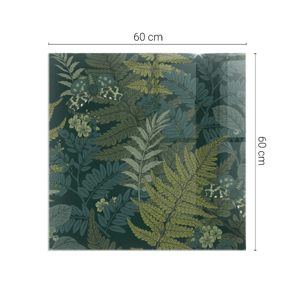 Téglalap üveg alátét kandallóhoz Növényi minták pillangókkal