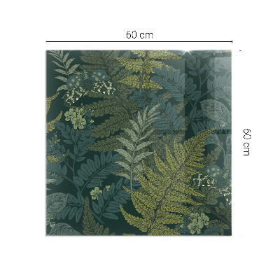 Téglalap üveg alátét kandallóhoz Növényi minták pillangókkal