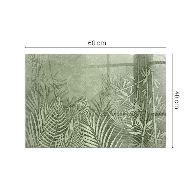 Téglalap alakú kandalló üveg alátét Trópusi levelek a háttérben