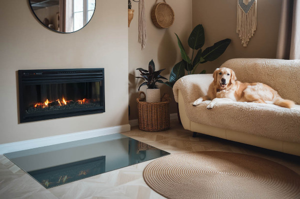 Téglalap üveg alátét kandallóhoz Tenger színe