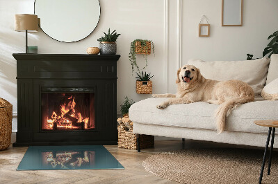 Téglalap üveg alátét kandallóhoz Tenger színe