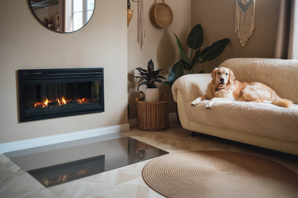 Téglalap alakú kandalló üveg alátét Szín: Szürkésbarna