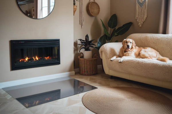 Téglalap üveg alátét kandallóhoz Szín: Sötétkék