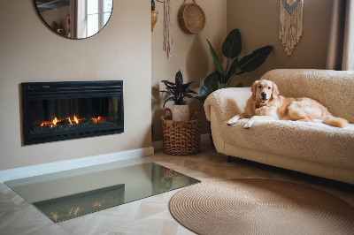 Téglalap alakú kandalló üveg alátét Olíva színű