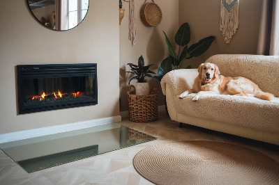 Téglalap alakú kandalló üveg alátét Olíva színű