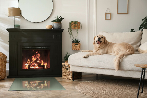 Téglalap alakú kandalló üveg alátét Olíva színű