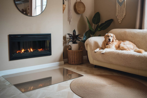 Téglalap üveg alátét kandallóhoz Szín Barna