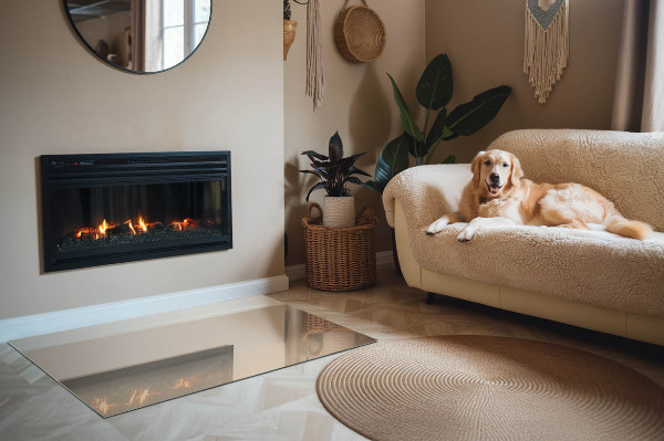 Téglalap üveg alátét kandallóhoz Szín Bézs