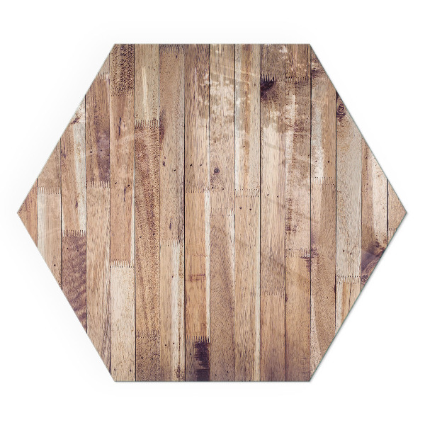 Hatszög alakú üveg kandalló alátét Geometrikus elrendezésű fa minta